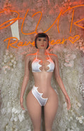 White two-piece bikini with balconette top and cheeky tie-side bottoms