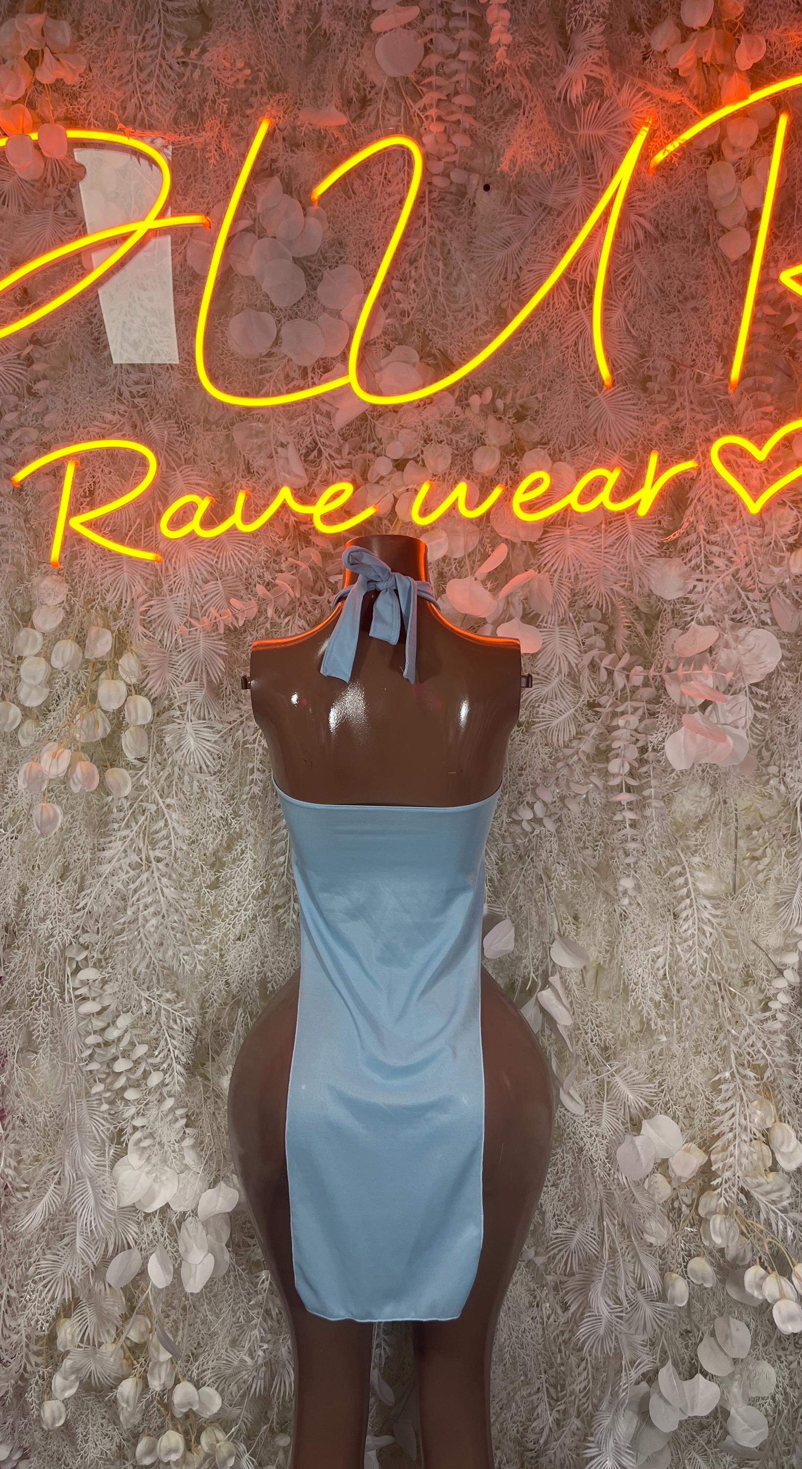 Baby Blue Mesh Dress One Piece  – Sexy Festival Clothing, Rave Outfit,  Dancewear, Clubwear