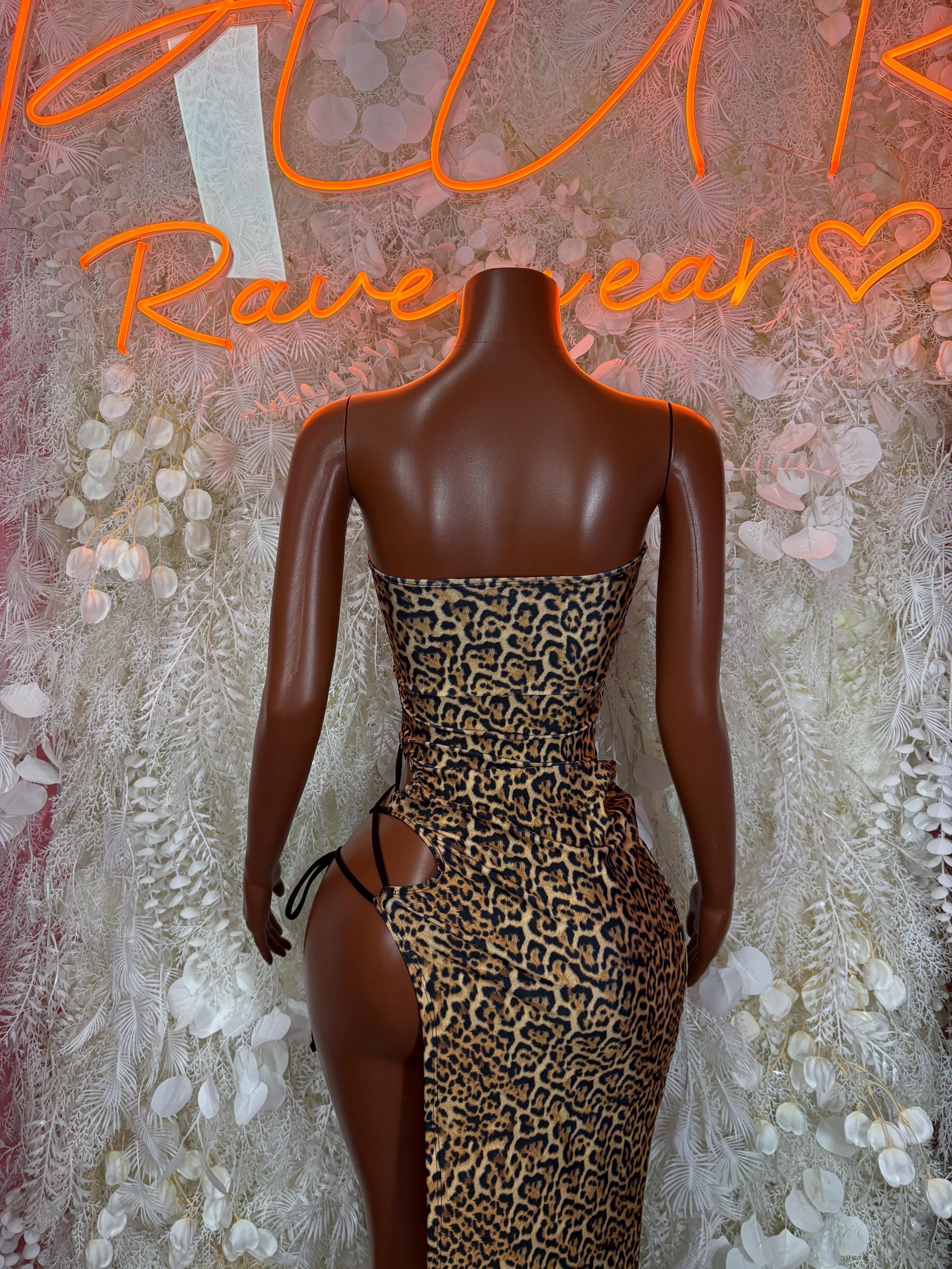 Leopard Print Gown -  Exotic Dancewear  -  Rave Outfit - Sexy Festival Outfit, Clubwear, Performance Gown