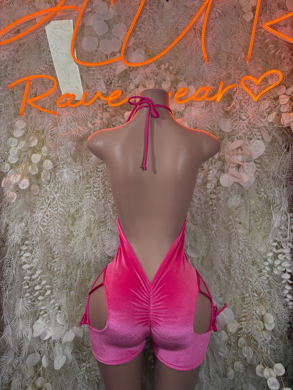 Pink Velvet Bodysuit | Rave Clubwear, Exotic Dance One Piece (Small/Medium) - image 2