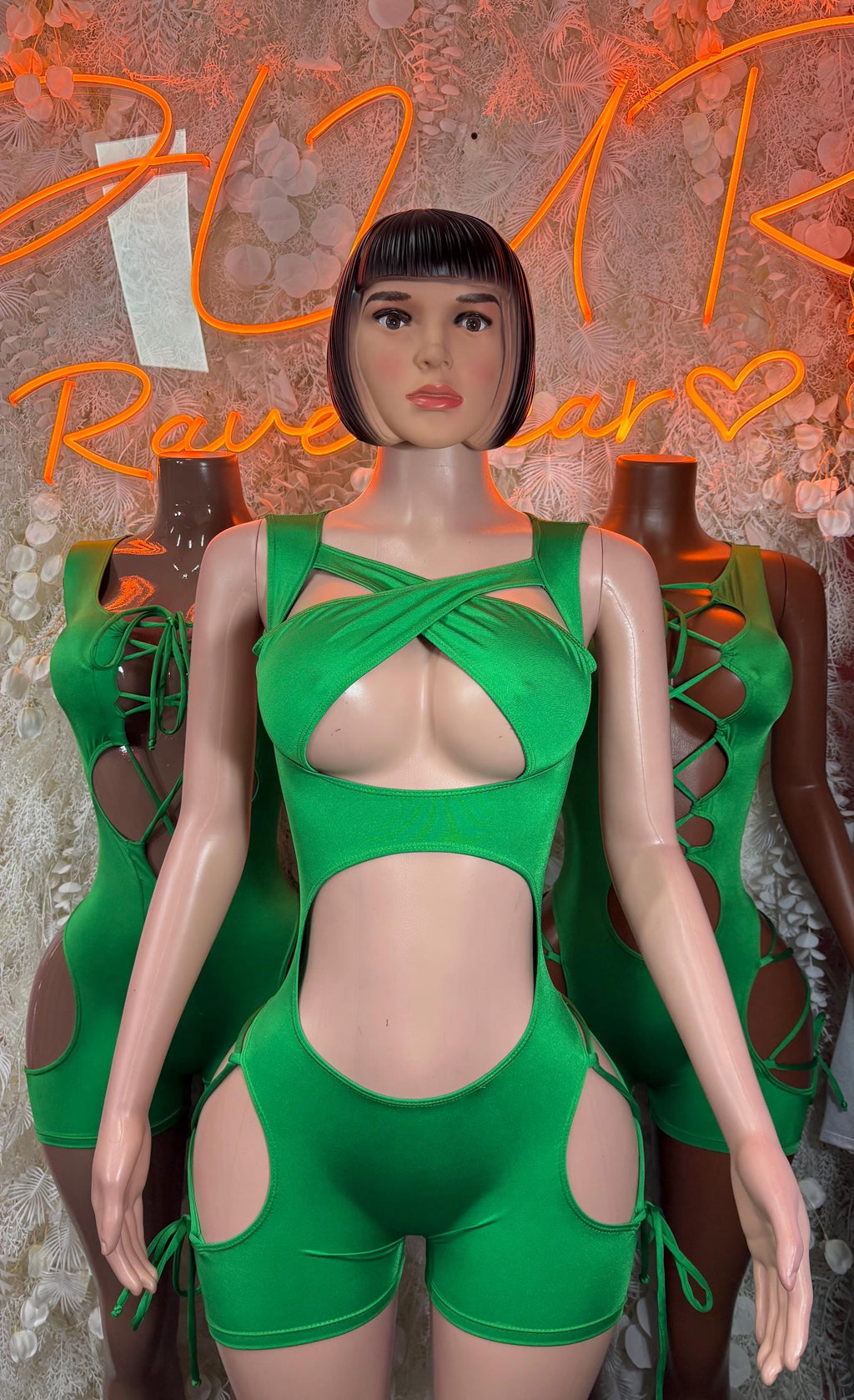 St Patrick’s Day Green Bottlegirl Bodysuit, Festival Rave Outfit - image 3