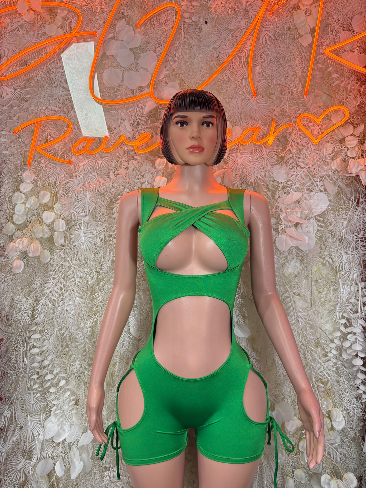 St Patrick’s Day Green Bottlegirl Bodysuit, Festival Rave Outfit