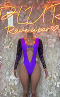 Bartender Outfits - Purple Bodysuit  - Rave Outfit  Sexy for Performers, Events, or Special Occasions