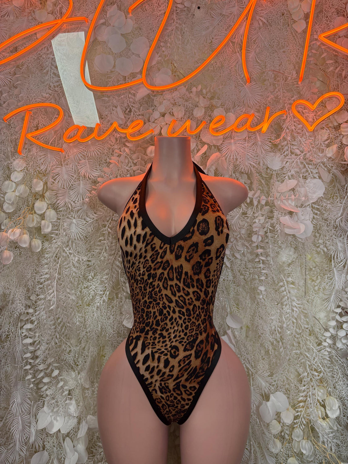 Leopard Print Bottlegirl Bodysuit - One Piece Bartender Outfit, EDM Dancewear, Party Clubwear