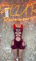 Bartender Bodysuit Burgundy - | Exotic Dancewear for Performers, Bottlegirl Rave wear Festival Bodysuit