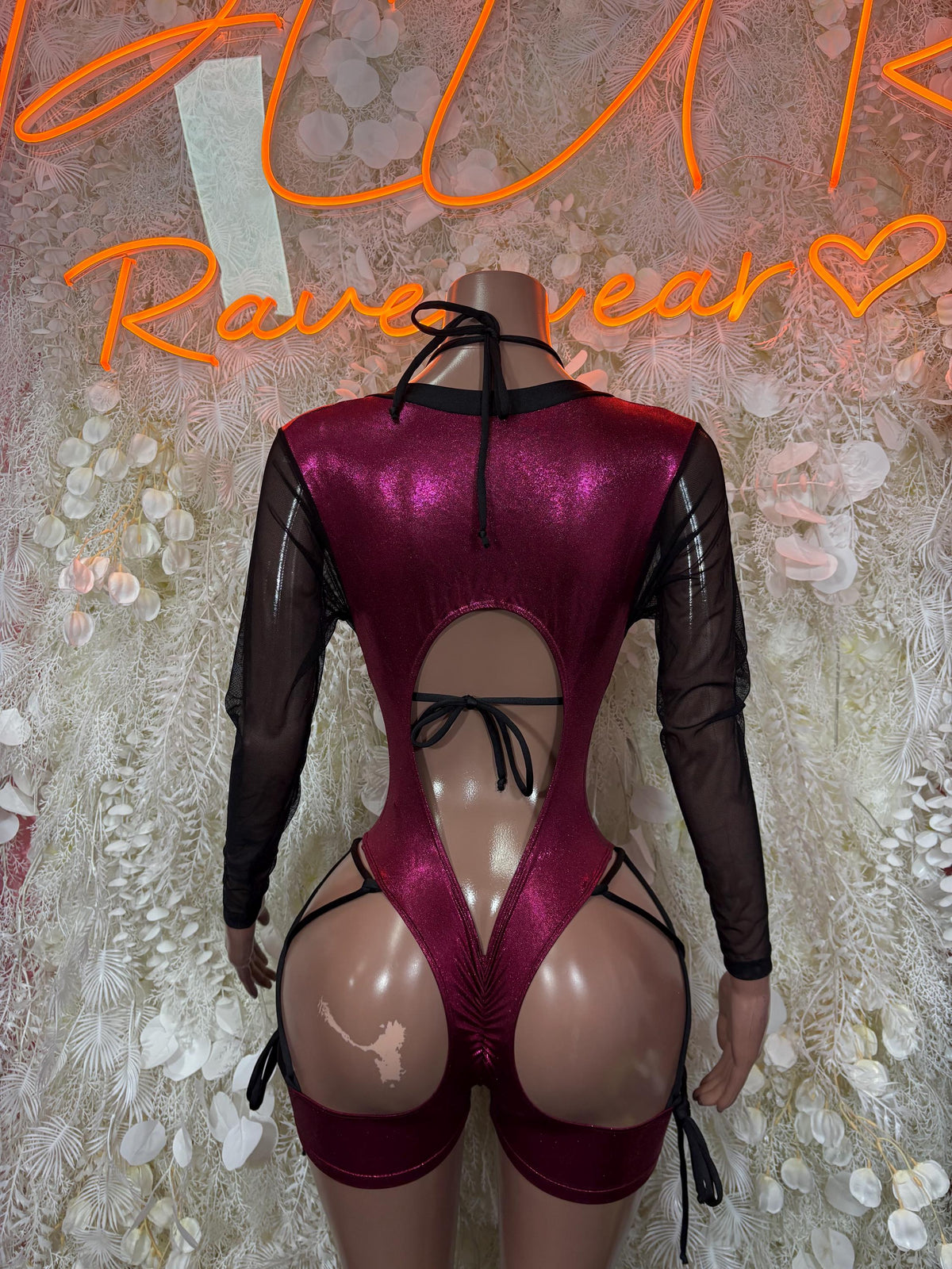 Bartender Outfits Burgundy - | Exotic Dancewear for Performers, Bottlegirl Rave wear Festival Bodysuit - image 2