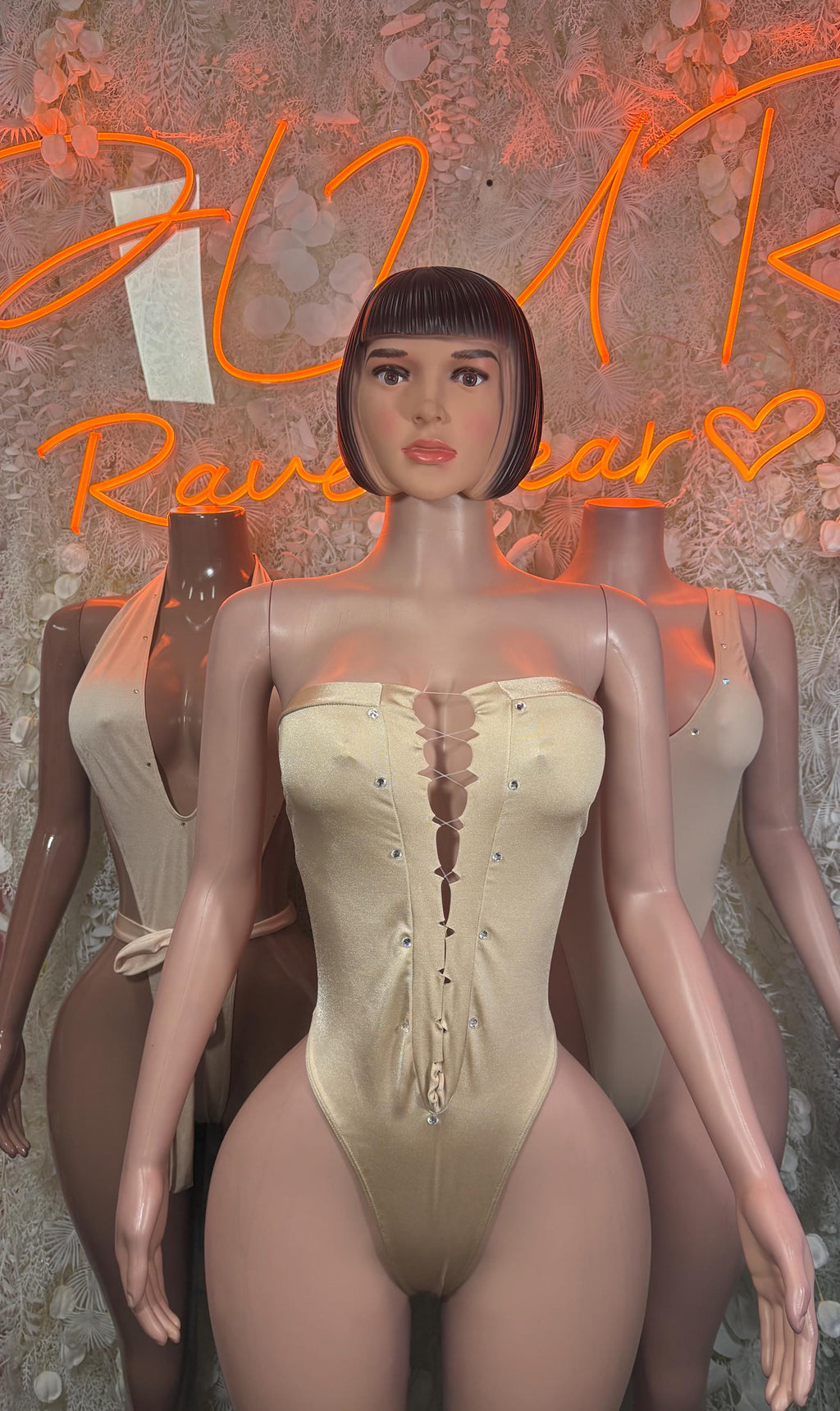 Exotic Dancewear Tan Bodysuit One-Piece Festival Clothing - image 3