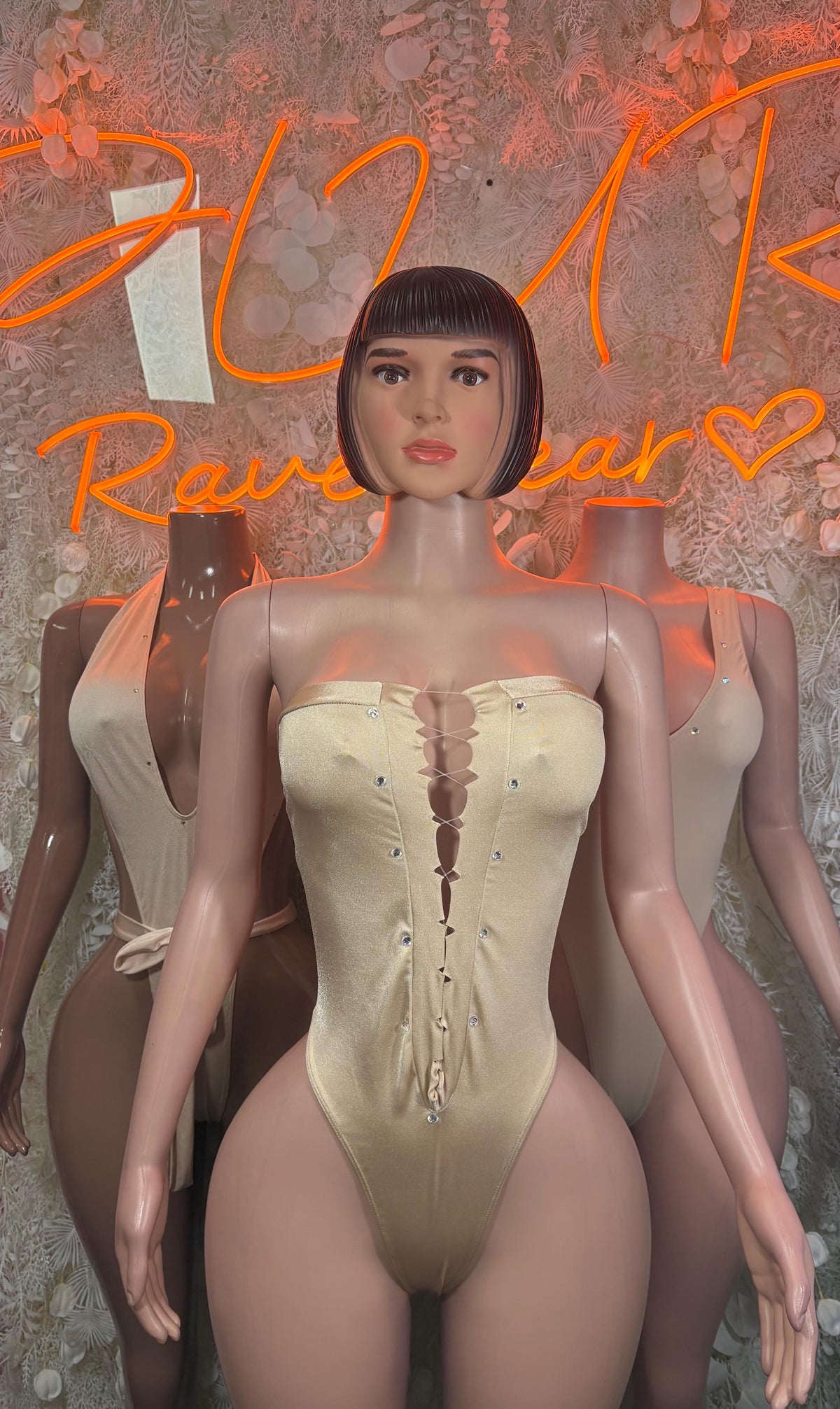 Exotic Dancewear Tan Bodysuit One-Piece Festival Clothing - image 3
