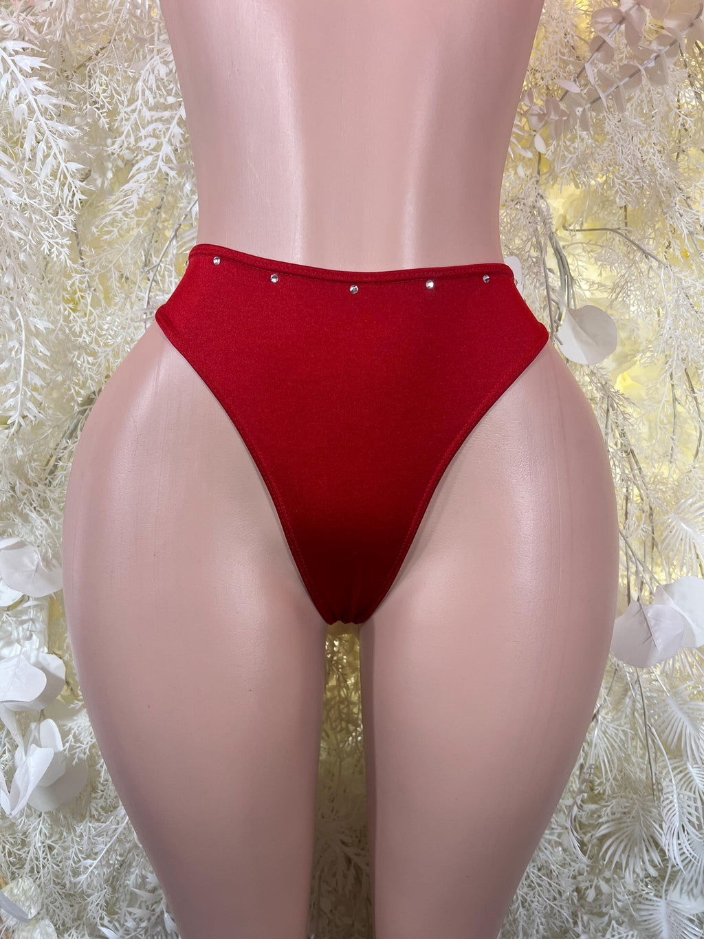 Women's burgundy high-cut underwear brief with front panel