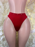 Women's burgundy high-cut underwear brief with front panel