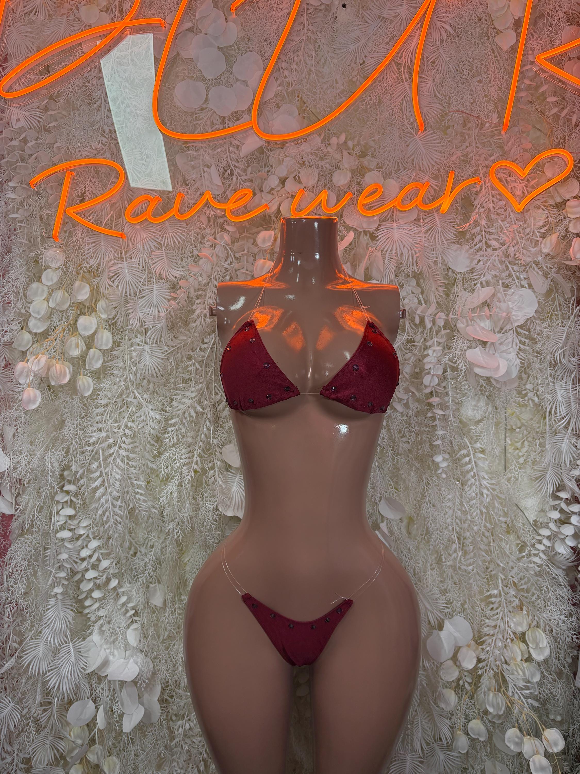 Summer Red Bikini Two-Piece Set Rave Oufit– Exotic Dance & Rave wear Clothing