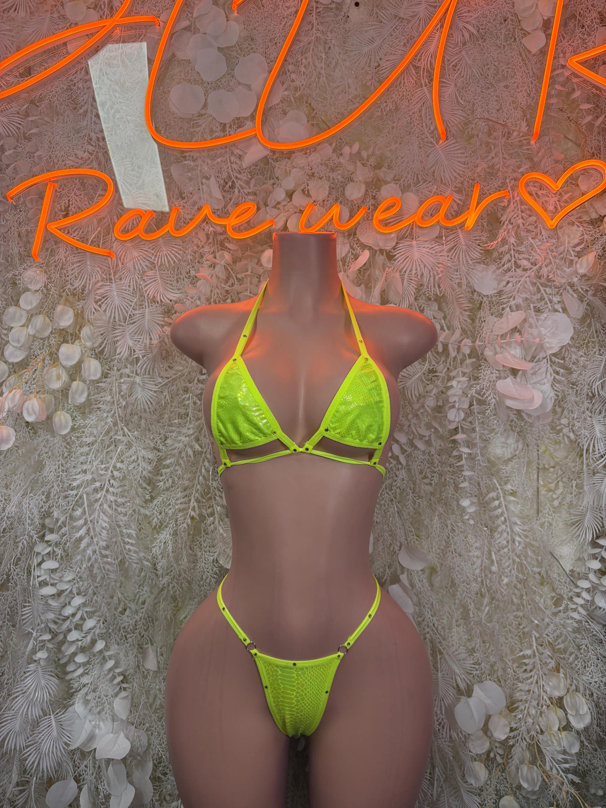 Beach Swimwear Bikini Neon Two-Piece Set Rave Oufit– Exotic Dance & Rave wear Clothing