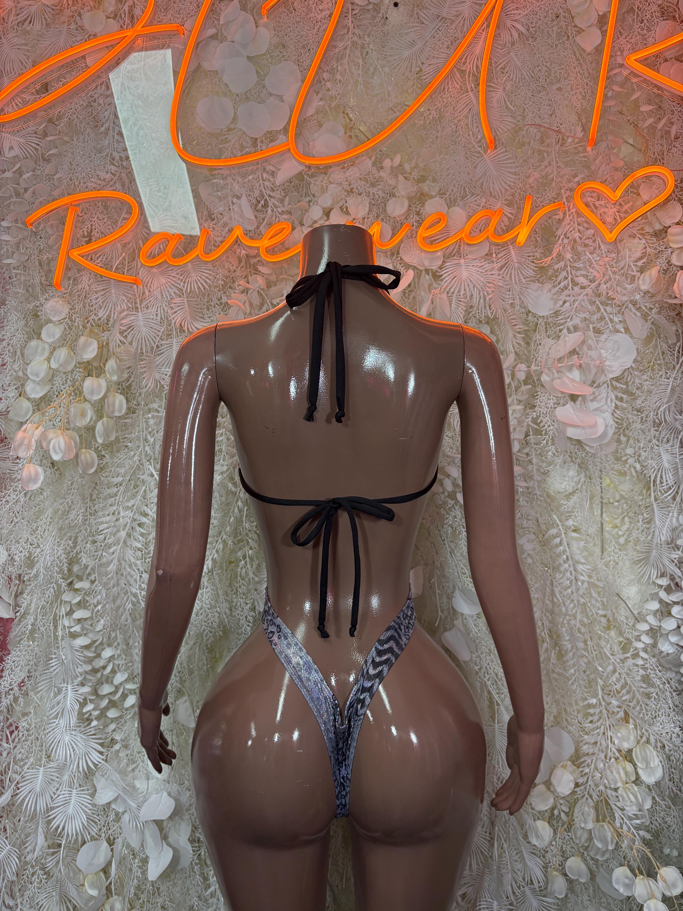Snake Print Ravewear One-Piece, Exotic Dancewear Festival Clothing
