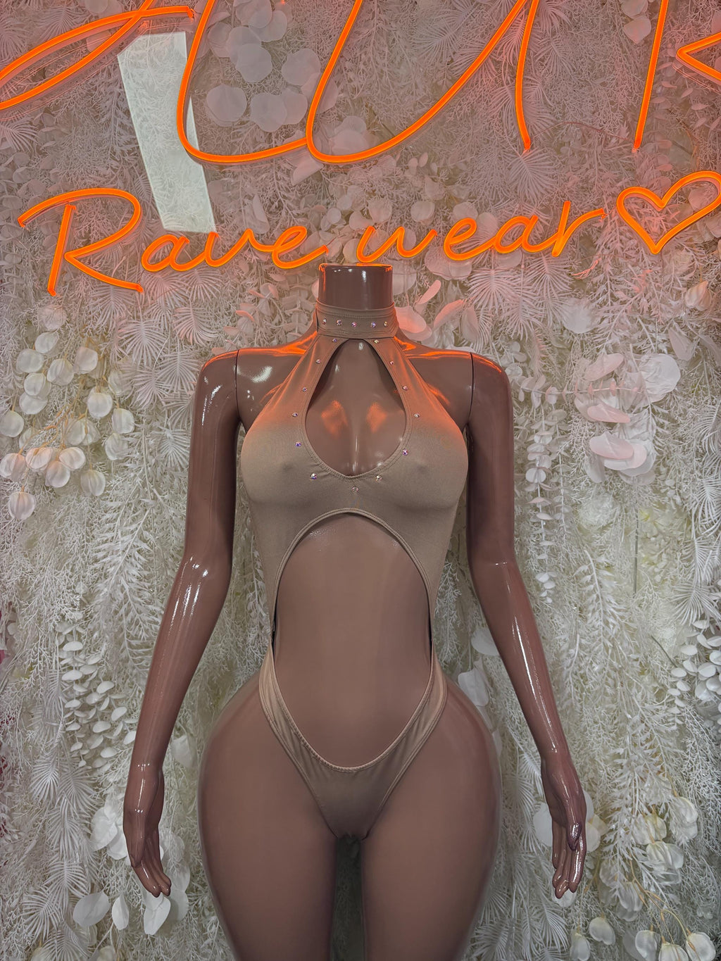 Festival Bodysuit Tan One-Piece Bottlegirl Bartender Outfit