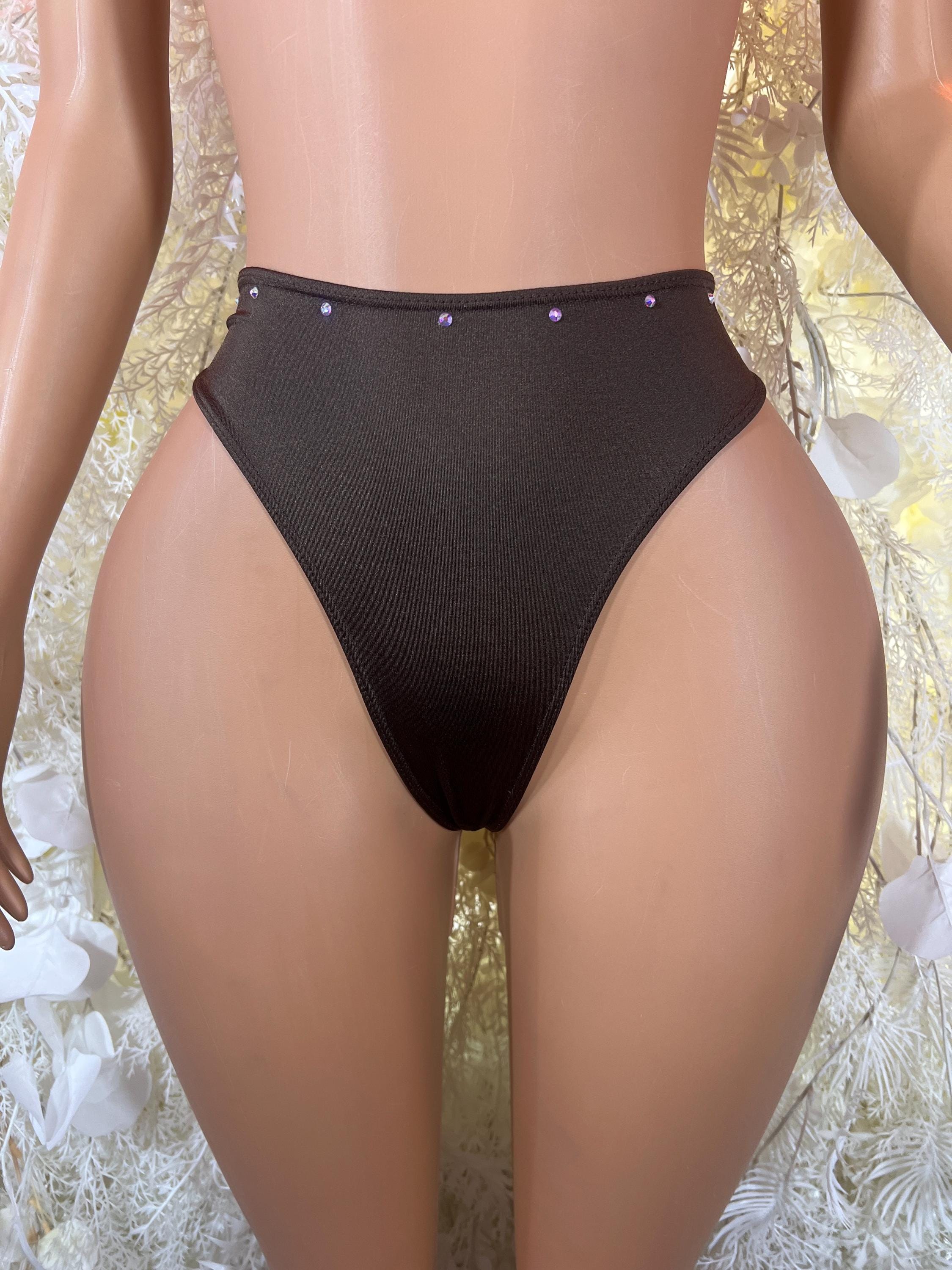 Black high-rise underwear shorts with wide waistband and stitched front
