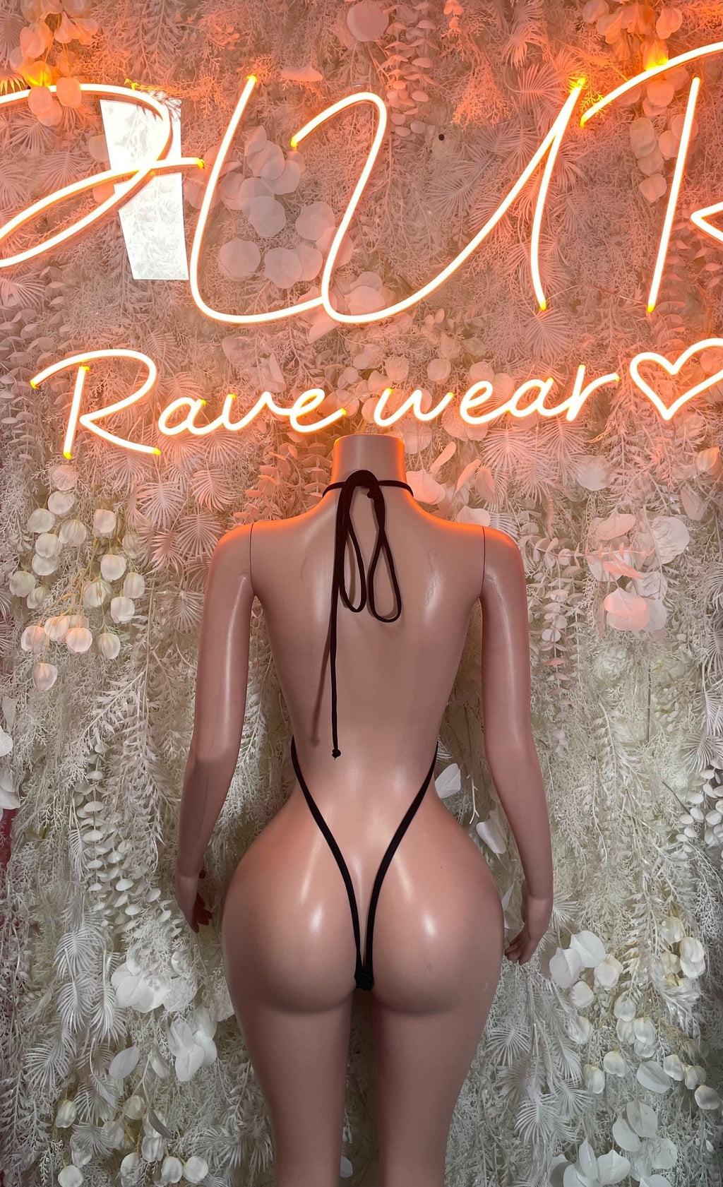 Black one-piece dancewear bodysuit, crisscross back tie straps