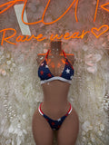 Stars and stripes bikini set, triangle top and high-cut bottoms