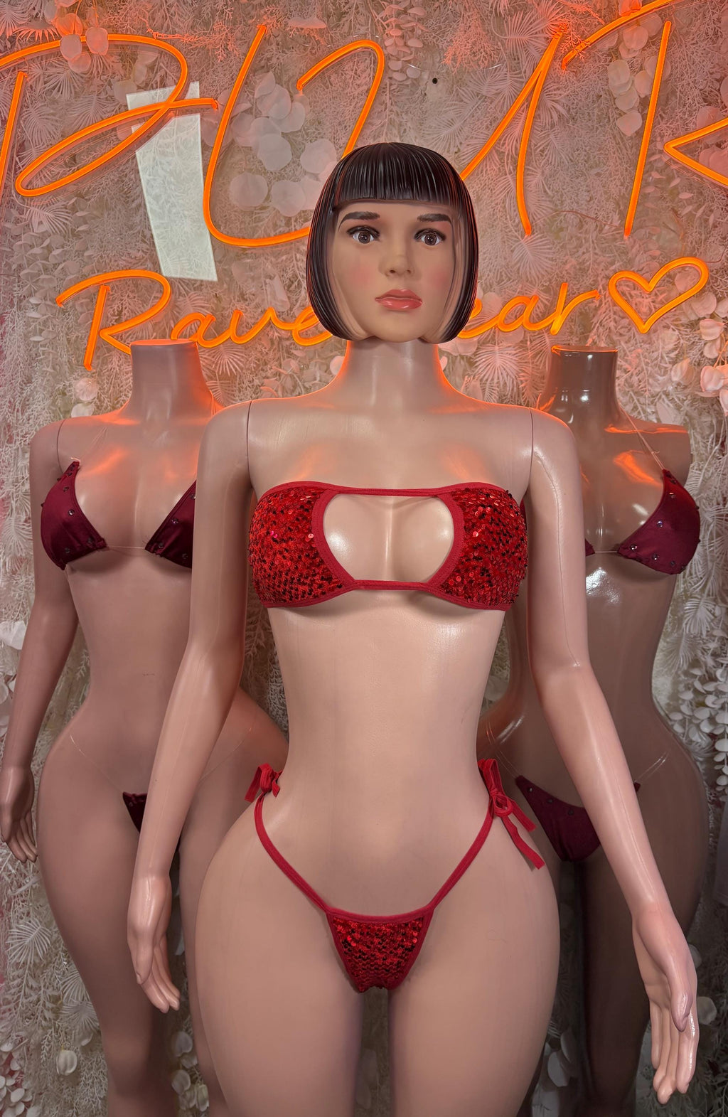 Summer Red Bikini Two-Piece Set Rave Oufit– Exotic Dance & Rave wear Clothing
