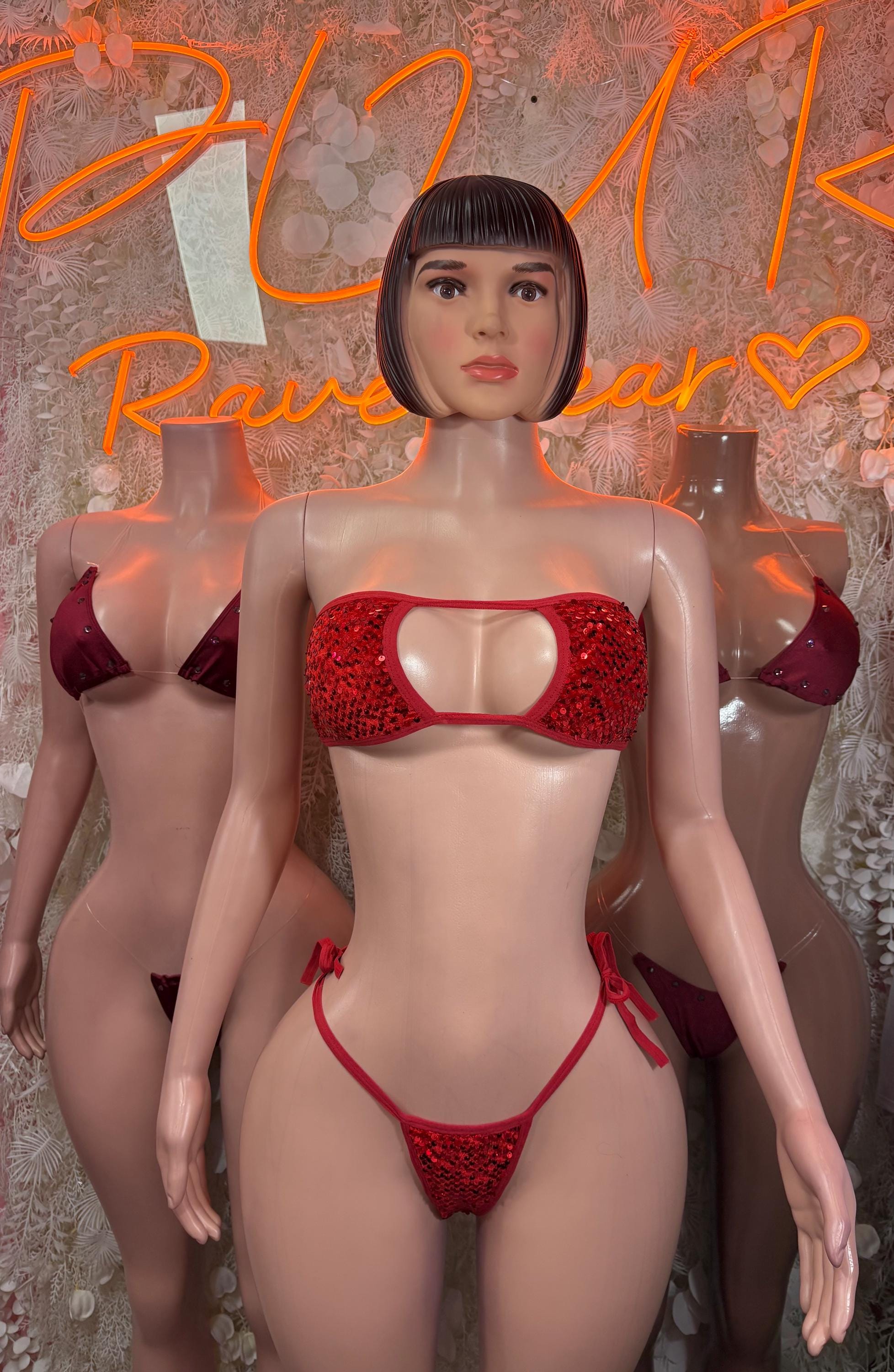 Summer Red Bikini Two-Piece Set Rave Oufit– Exotic Dance & Rave wear Clothing