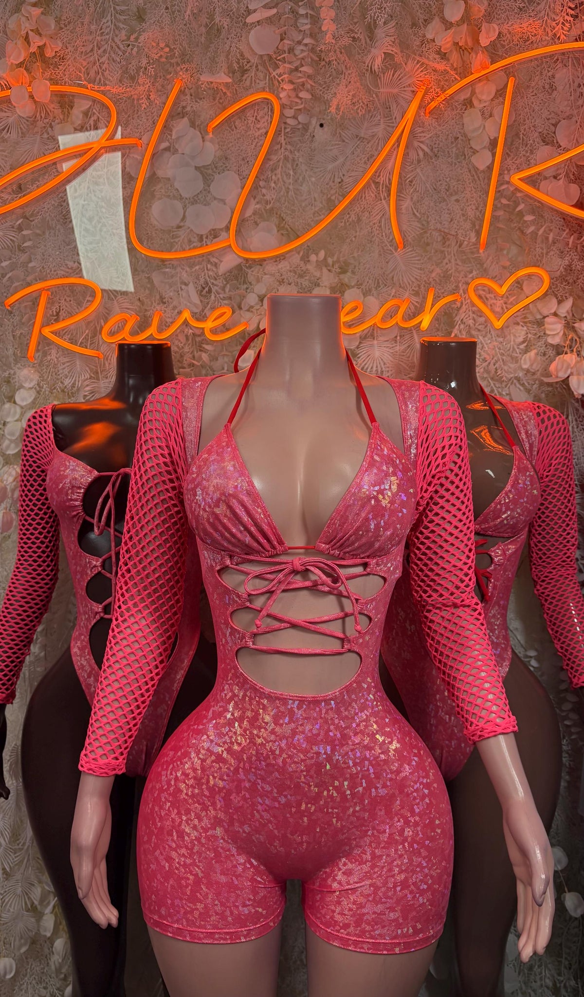Bottlegirl Bodysuit Pink Crushed Metallic Bodysuit - Exotic Dancewear, Rave Outfit - image 3