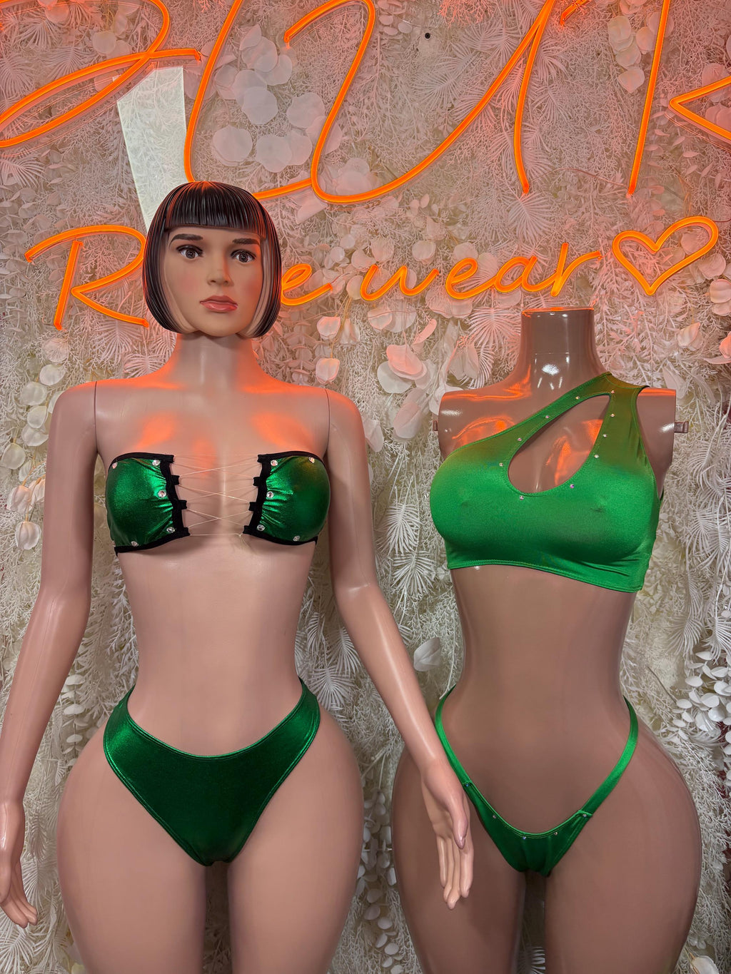 Festival Bikini Green Metallic Two Piece Set Ravewear – Dancewear Outfit - image 2