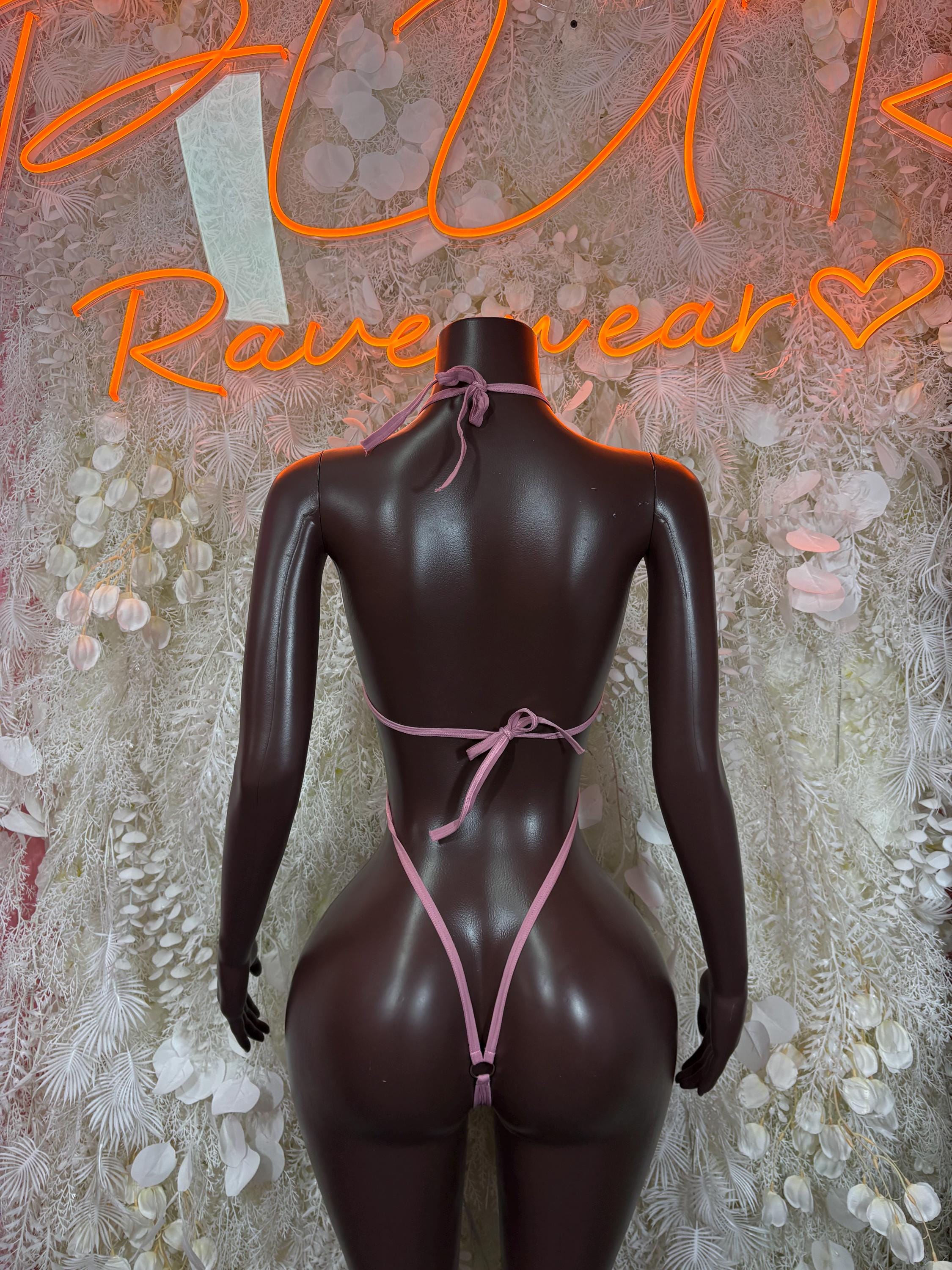 Baby Pink Metallic Bodysuit – Festival  Clubwear One-Piece