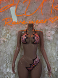Holographic cheetah print bikini set with triangle bra and thong bottoms