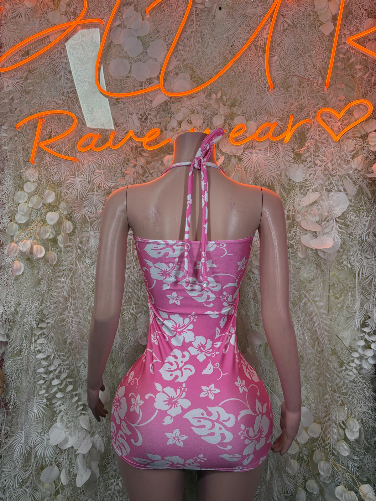 Pink Floral Dress - Exotic Dancewear Rave Outfit, Pole Dance Costume Clubwear - image 2