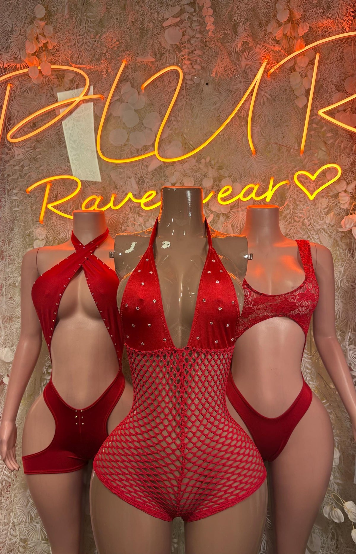 Red Bodysuit Rave Festival Outfit Women - Exotic Dancewear Stripper Clubwear Bottle Girl Ravewear - image 3