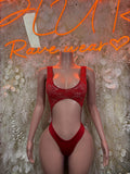 Red Bodysuit Rave Festival Outfit Women - Exotic Dancewear Stripper Clubwear Bottle Girl Ravewear