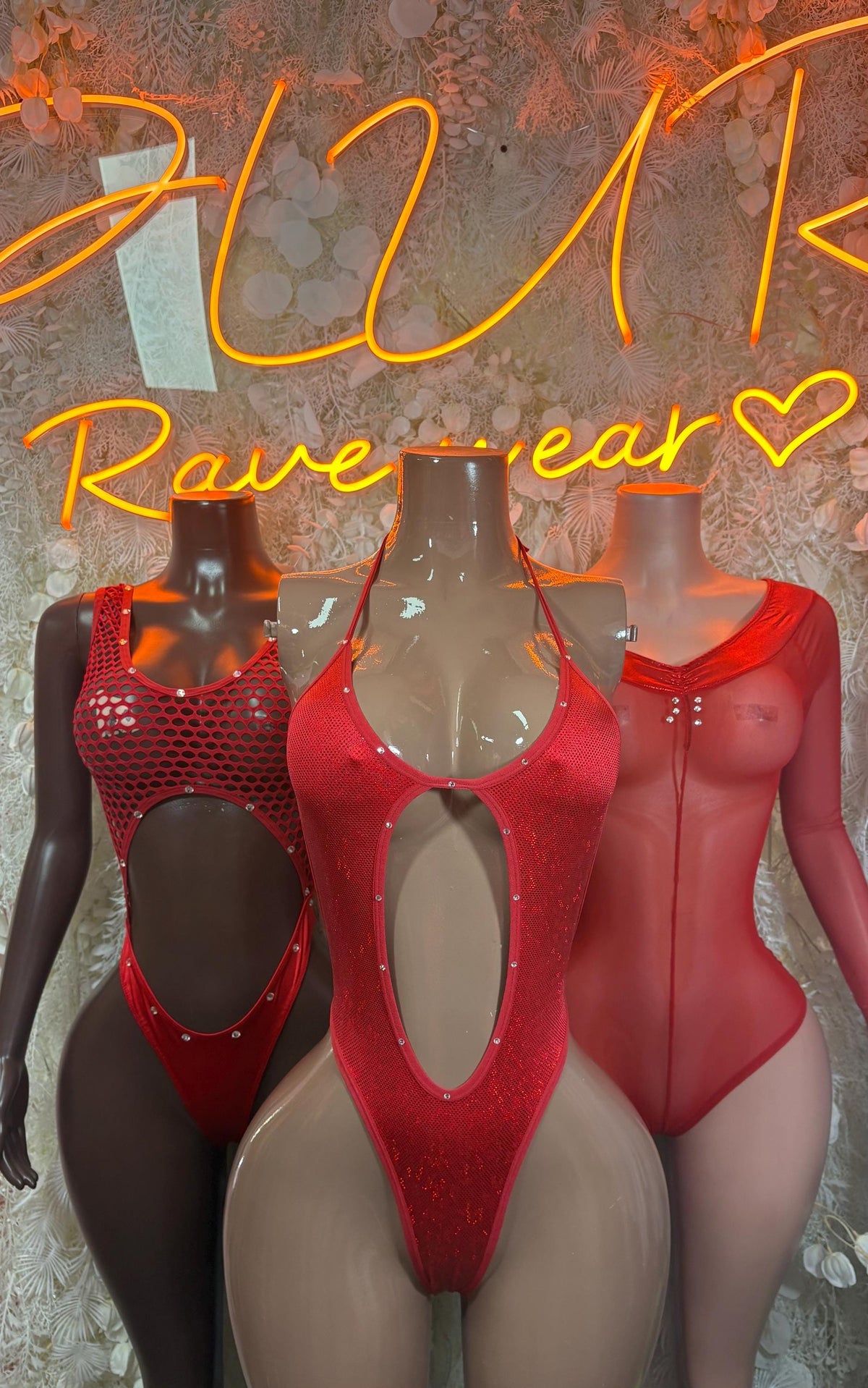 Red Bodysuit Rave Festival Outfit Women - Exotic Dancewear Stripper Clubwear Bottle Girl Ravewear - image 3