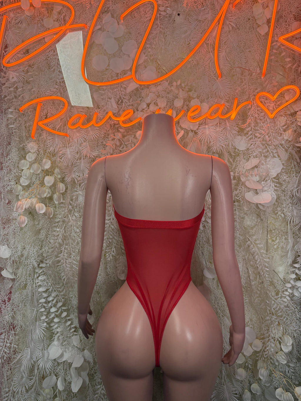 Red Bodysuit Rave Festival Outfit Women - Exotic Dancewear Stripper Clubwear Bottle Girl Ravewear - image 2
