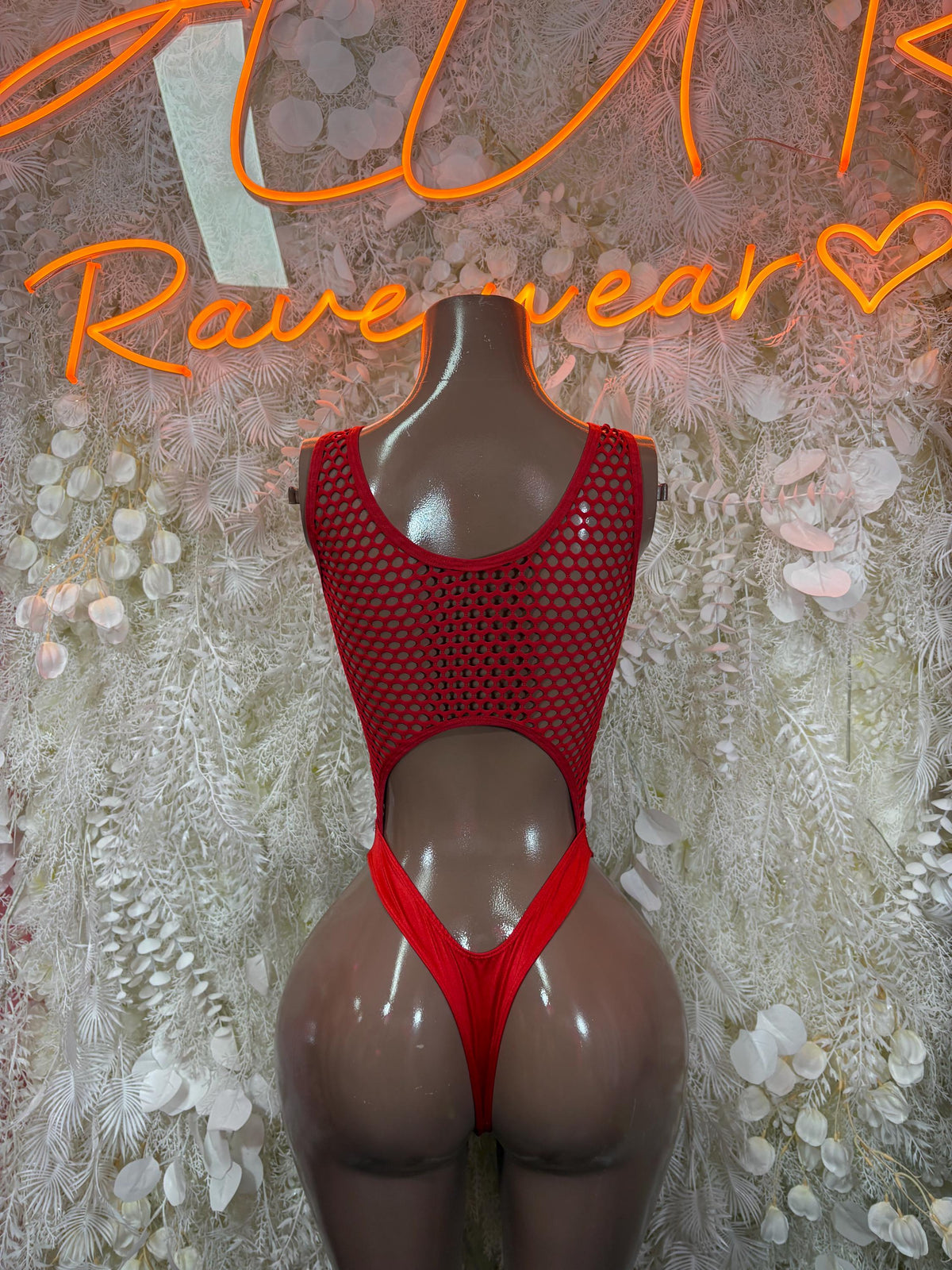 Rave Bodysuit Red Festival Outfit Women - Exotic Dancewear Clubwear Bottle Girl - image 2