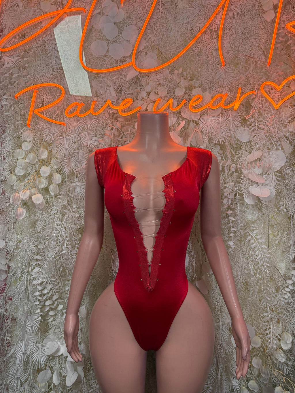 Bartender Bodysuit Red Festival Outfit Women - Exotic Dancewear Clubwear Bottle Girl