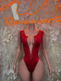 Bartender Bodysuit Red Festival Outfit Women - Exotic Dancewear Clubwear Bottle Girl