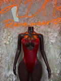 Bartender Bodysuit Red Festival Outfit Women - Exotic Dancewear Clubwear Bottle Girl