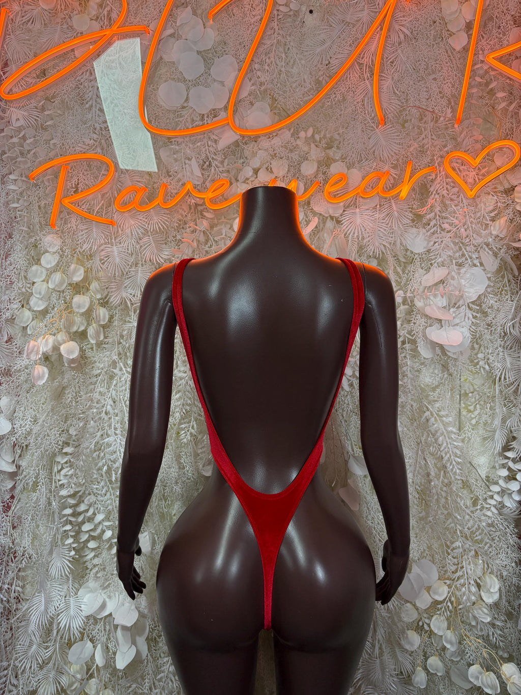 Festival Bodysuit Red Rave Outfit Women - Exotic Dancewear Clubwear Bottle Girl - image 2