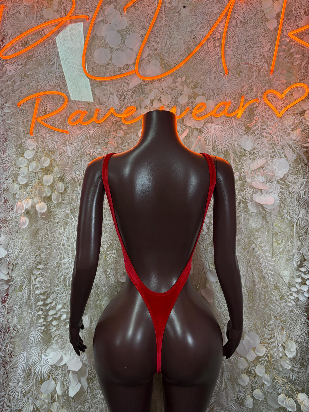 Festival Bodysuit Red Rave Outfit Women - Exotic Dancewear Clubwear Bottle Girl - image 2