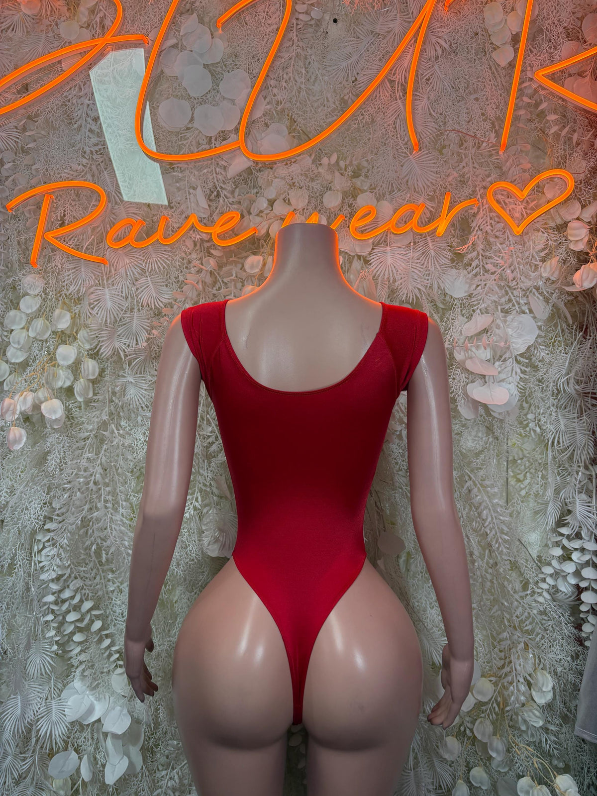 Festival Bodysuit Red Rave Outfit Women - Exotic Dancewear Clubwear Bottle Girl - image 2