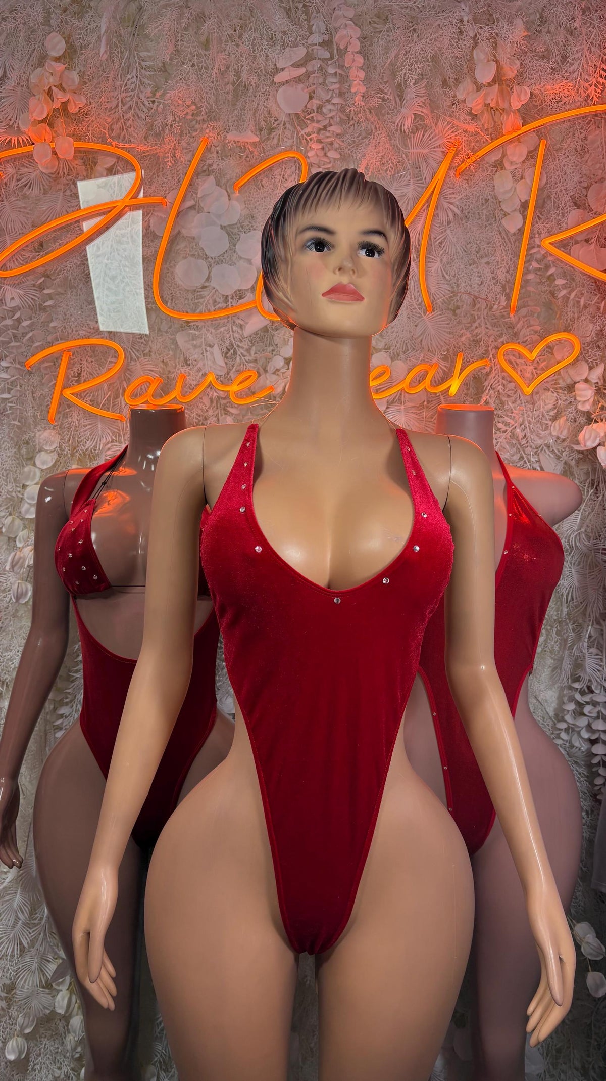 Ravewear Bodysuit Red Festival Outfit - Exotic Dancewear Clubwear Bottle Girl - image 3