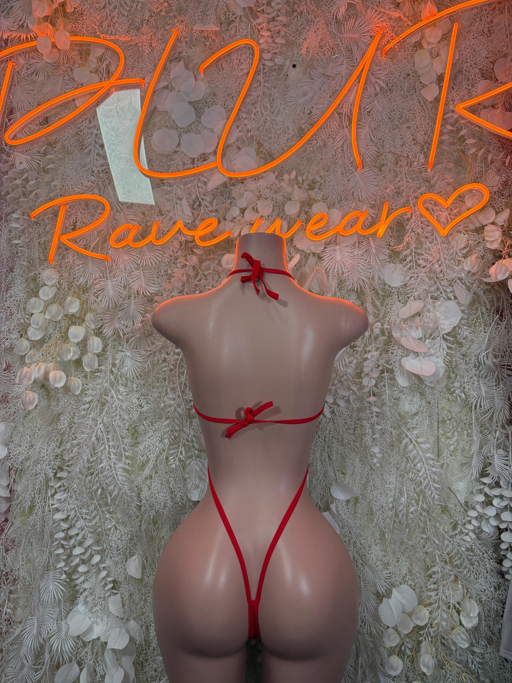 Rave Outfit Bodysuit Red Festival Outfit - Exotic Dancewear  Clubwear Bottle Girl