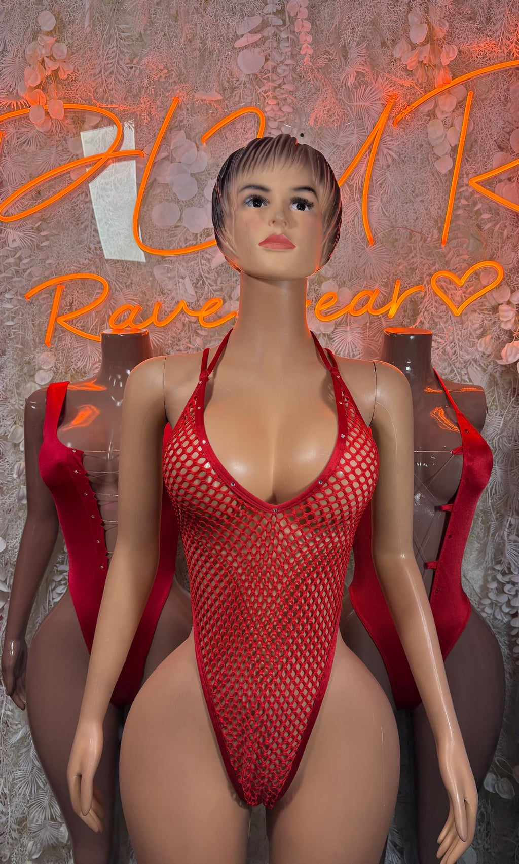 Exotic Dancewear Red Bodysuit Festival Outfit - Ravewear Clubwear Bottle Girl - image 3