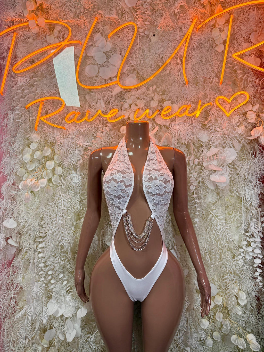 Bottlegirl White Bodysuit - Bartender Uniform, VIP Bottle Service, Rave Outfit Club Party Festival