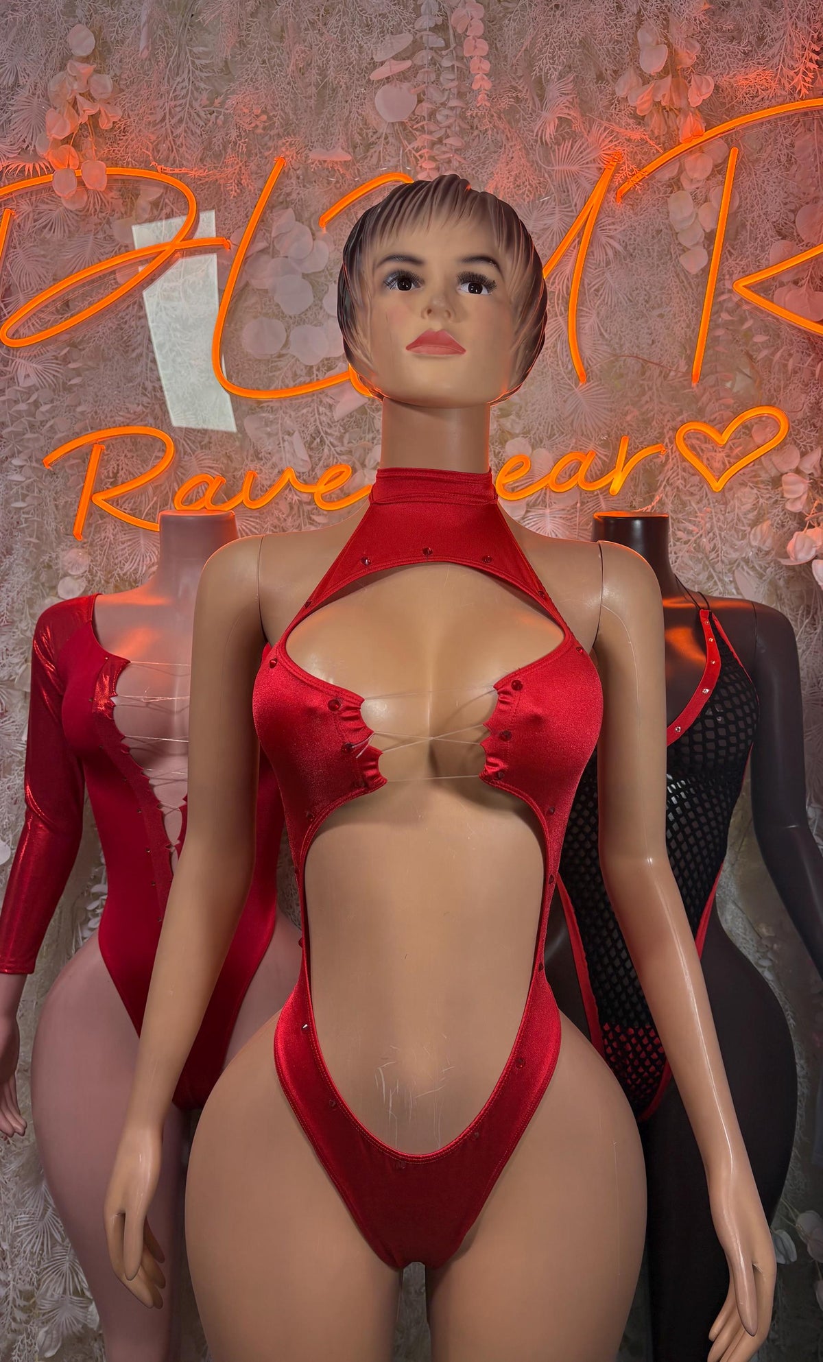 Red Bartender Bodysuit Women - Bottle Service Outfit, Rave Festival Clubwear, Sexy One Piece Dancewear - image 3