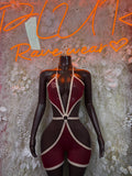 Burgundy Festival Bodysuit Women - Rave Outfit Exotic Dancewear Clubwear Bottle Girl Bodysuit