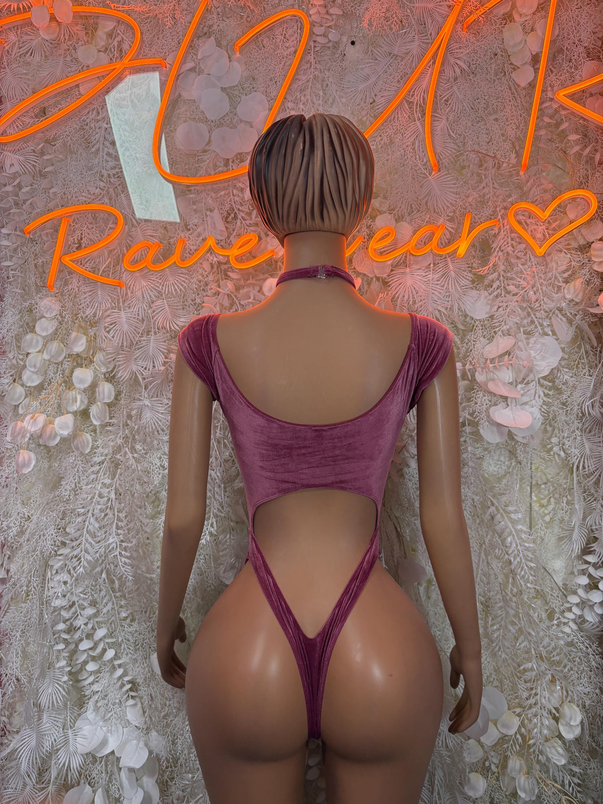 Purple Velvet Festival Bodysuit Women - Rave Outfit Exotic Dancewear Clubwear Bottle Girl Bodysuit - image 2