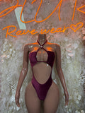 Burgundy Festival Bodysuit Women - Rave Outfit Exotic Dancewear Clubwear Bottle Girl Bodysuit