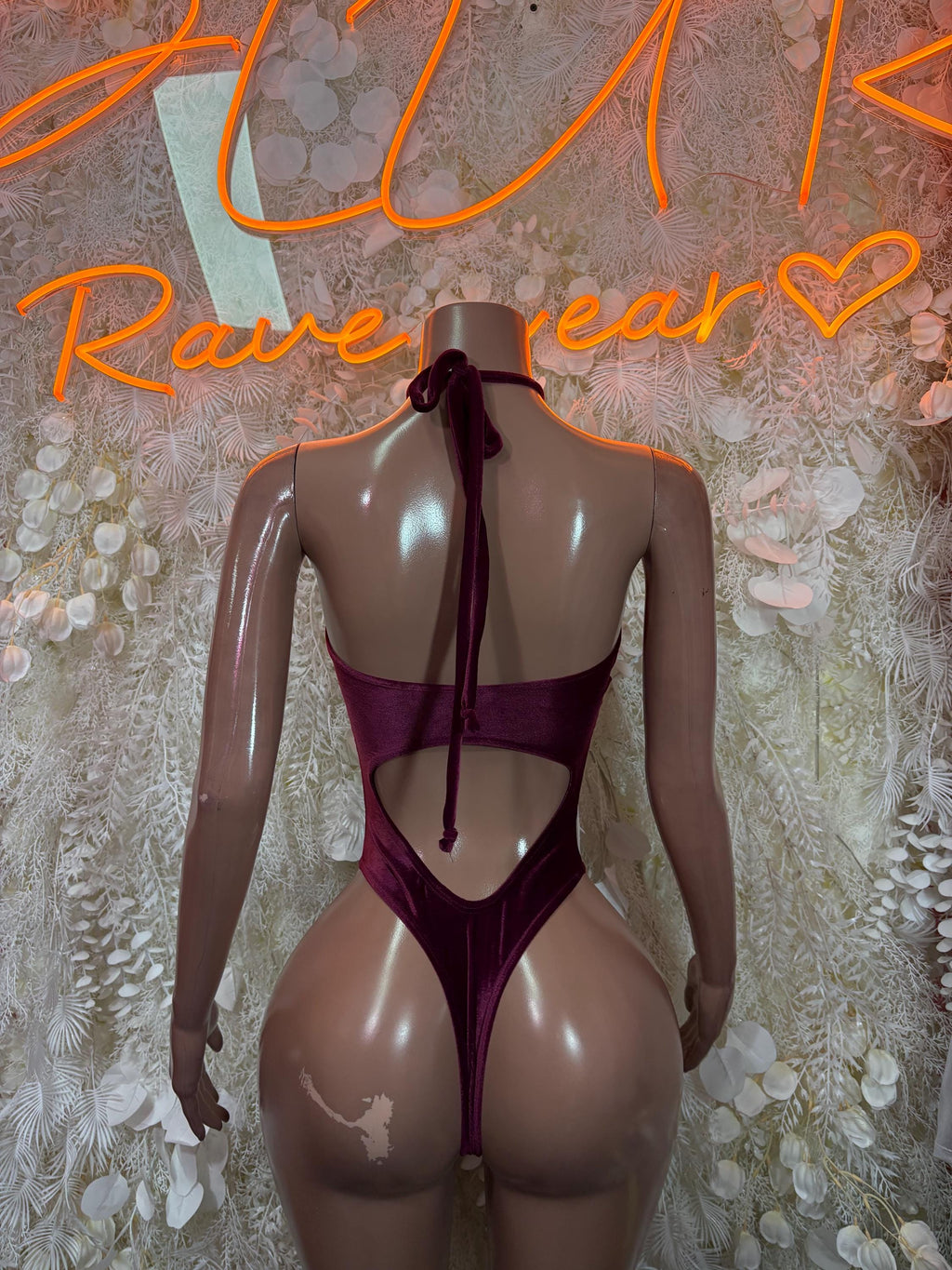 Burgundy Festival Bodysuit Women - Rave Outfit Exotic Dancewear Clubwear Bottle Girl Bodysuit - image 2