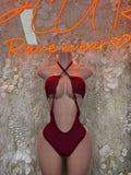 Burgundy Festival Bodysuit Women - Rave Outfit Exotic Dancewear Clubwear Bottle Girl Bodysuit
