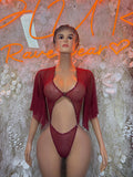 Burgundy Festival Bodysuit Women - Rave Outfit Exotic Dancewear Clubwear Bottle Girl Bodysuit